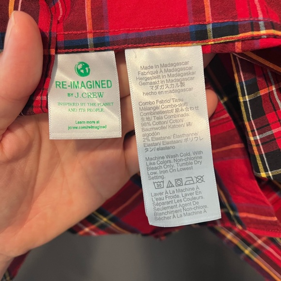 Men’s J.Crew size medium holiday Christmas, button-down dress shirt red plaid - Picture 2 of 6